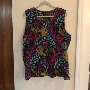 Ulla Popken tank 100% Cotton Black floral 28/30